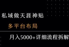 私域做天涯神贴 多平台布局 月入5k+详细流程拆解