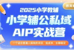 2025小学教辅公私域AIP实战营，一个适合普通人搞钱的项目，低成本，长期稳定