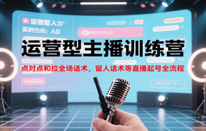 运营型主播训练营，点对点和拉全场话术，留人话术等直（更新7月）播起号全流程