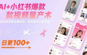 （15542期）AI+小红书爆款视频量产术：全自动剪辑去重技术，矩阵账号日更百条