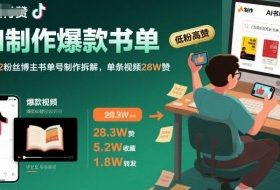 AI制作爆款书单，抖音42粉丝博主书单号制作拆解，单条视频28W赞