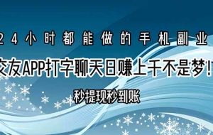 （15548期）交友APP打字聊天赚钱秒提现秒到账，日赚上千不是梦！