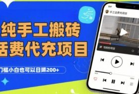 纯“手工搬砖”话费会员代充项目，零门槛小白也可以日入2张+，工作室可以复制扩大