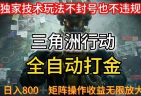 三角洲最新全自动G机，独家技术玩法，不封号也不违规， 日入8张+可矩阵操作，收益无限放大【揭秘】