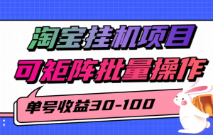 揭秘2025最新淘宝挂机项目，单号30-100，可矩阵批量操作（附工具）