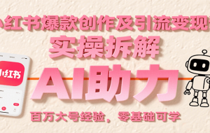 小红书爆款创作及引流变现课：实操拆解，AI助力，百万大号经验，零基础可学
