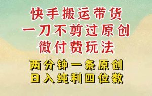 （15577期）快手黑科技搬运带货，一刀不剪过原创，微付费投流玩法，轻松日入四位数…