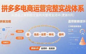 （15579期）拼多多电商运营完整实战体系，从选品上架到稳定盈利完整商业闭环(更新8月)