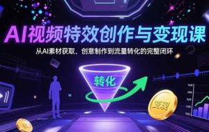 （15587期）AI视频特效创作与变现课：从AI素材获取、创意制作到流量转化的完整闭环