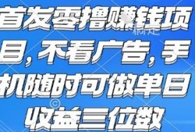 首发零撸挣钱项目 不看广告 手机随时可做 单日收益三位数【揭秘】