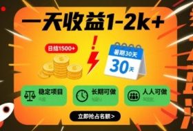 一天收益1-2k+ 稳定项目，暑期暴力蓝海项目，长期稳定，人人可做【揭秘】