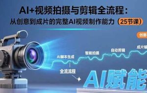 （15612期）AI+视频拍摄与剪辑全流程：从创意到成片的完整AI视频制作能力（25节课）