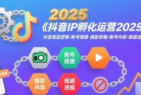 抖音IP孵化运营2025年，抖音底层逻辑-账号搭建-摄影剪辑-账号内容-规避违规