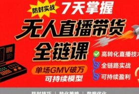 无人直播带货全链防封实战课，7天掌握高转化直播技术，实现单场GMV破万可持续模型
