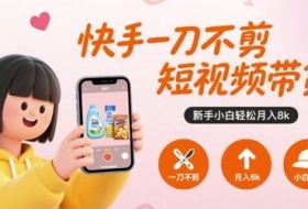 快手一刀不剪短视频带货，新手小白轻松月入8k
