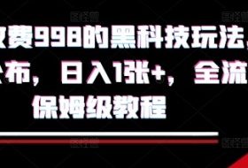 外面收费998的黑科技撸金玩法，限时公布，日入1张+，全流程保姆级教程【揭秘】