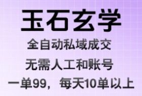 玉石玄学全自动私域成交，一单99每天十单以上，无需人工和矩阵账号，蓝海项目直接干【揭秘】