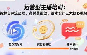 （15654期）运营型主播培训：拆解自然流起号、微付费投放、话术设计三大核心模块-8月