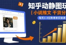 小说推文干货分享之知乎动静图玩法，每天3-4位数爆单实操课