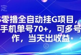 KS零撸全自动挂G项目，一部手机单号70+，可多号操作，当天出收益【揭秘】
