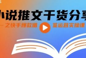 小说推文干货分享之快手爆款借鉴运营实操课