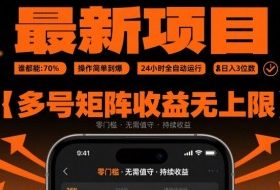 最新挂G项目：谁都能做，操作简单到爆，24 小时全自动运行，日入3位数，多号矩阵收益无上限【揭秘】
