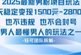 2025最新男粉项目玩法每天变现1k+也不违规也不会封号男人最懂男人的玩法