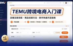 （15682期）TEMU跨境电商入门课，店铺注册流程，商品创建方法，新手快速开店指南