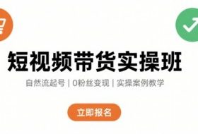 短视频带货实操班，自然流电商快速起号，实现轻松带货变现