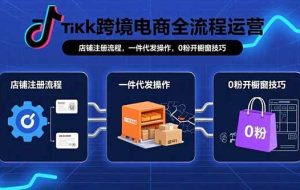 （15690期）TikTok跨境电商全流程运营：店铺注册流程，一件代发操作，0粉开橱窗技巧