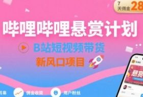 哔哩哔哩悬赏计划，B站短视频带货，7天佣金2807，新风口项目