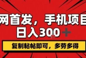 手机项目，日入3张+，复制黏贴即可，可矩阵操作，动手不动脑【揭秘】
