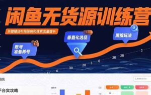 （15698期）闲鱼无货源训练营：账号准备养号/垂直化选品/黑搜玩法，0基础30天盈利指南