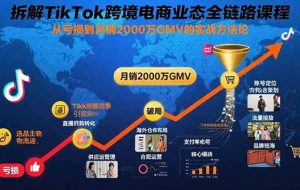 （15706期）拆解TikTok跨境电商业态全链路课程：从亏损到月销2000万GMV的实战方法论