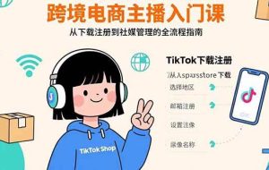 （15708期）跨境电商主播入门课，TikTok下载注册，支付工具配置，社媒账号管理全流程