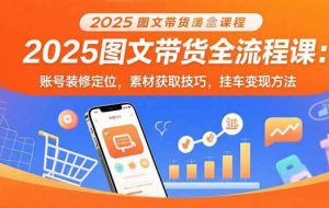（15716期）2025图文带货全流程课：账号装修定位，素材获取技巧，挂车变现方法