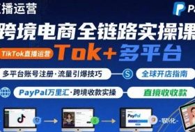跨境电商线上课，TikTok 直播运营 + 多平台账号注册 + PayPal 万里汇实操教程