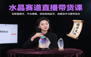 水晶赛道直播带货课：含联盟模式、平台策略，讲短视频起号、拍摄话术与国学结合
