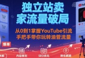独立站卖家流量破局：从0到1掌握YouTube引流，手把手带你玩转油管流量