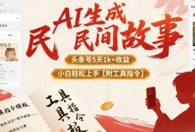 AI生成民间故事，头条号5天1k+，小白轻松上手【附工具指令】