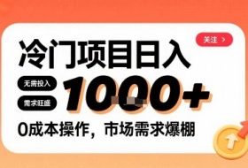 在小红书上发现个冷门路子，需求不小，零成本操作，每天能有1k进账