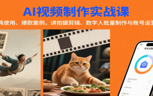 AI视频制作实战：含工具使用、爆款案例，讲拍摄剪辑、数字人批量制作与账号运营变现
