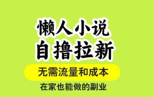 （15757期）懒人小说自撸拉新，无需流量，一个账号一条作品就可以打爆收益，在家也…