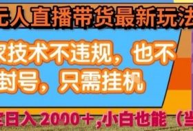 淘宝无人直播带货最新玩法，独家技术不违规，也不封号，全自动运行，只需挂着，  稳定日入2k【揭秘】
