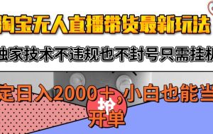 淘宝无人直播带货最新玩法，独家技术不违规不封号，只需挂机稳定日入2000+