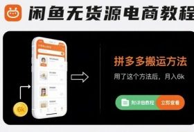 闲鱼无货源电商教程，拼多多搬运方法，用了这个方法后，月入6k(附详细教程)