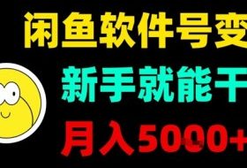 闲鱼软件号变现，新手就能干，月入5k+