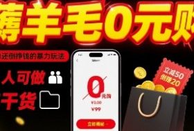 薅羊毛0元购，免单还倒挣钱的暴力玩法，人人可做，纯干货