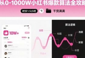 从0-1000W小红书爆款算法全攻略，时长1.5小时，干货满满