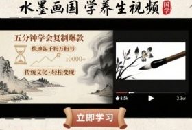 水墨画国学养生视频，五分钟学会复制爆款，快速起千粉万粉号